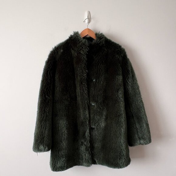 Aritzia Babaton Faux Fur Fritz Coat Jacket Emerald Green Size XXS - Picture 9 of 14